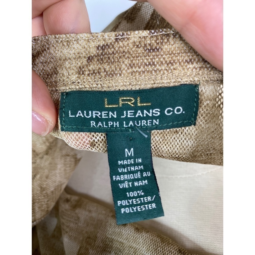 Lauren Ralph Lauren Semi Sheer Aztec Print Ruffle Long Sleeve Top - Picture 7 of 10